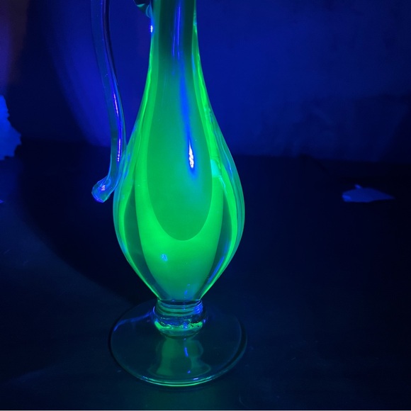 Murano Venetian Purple & Green Uranium Sommerso Glass Stem Vase Hand Blown - Picture 3 of 16